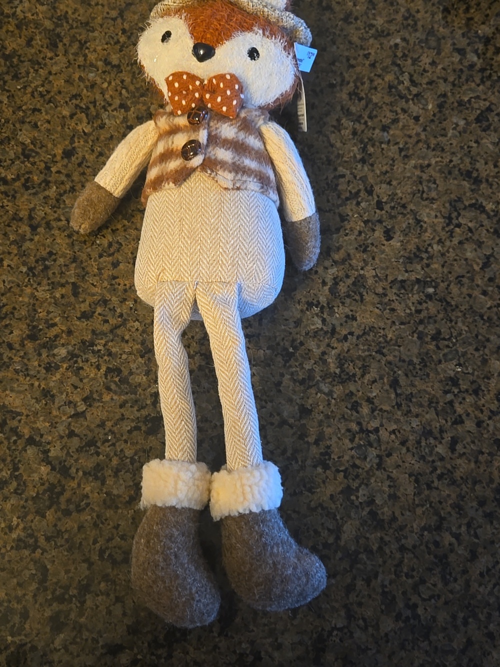 NWT Sitting red fox decor, with vest and hat, fall decoration